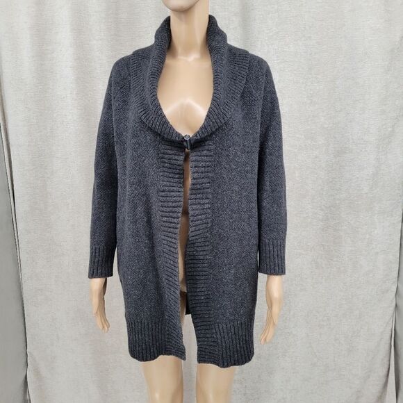 Catherine Malandrino Wool Cashmere Sweater Longline Cardigan Duster Charcoal - Picture 3 of 15